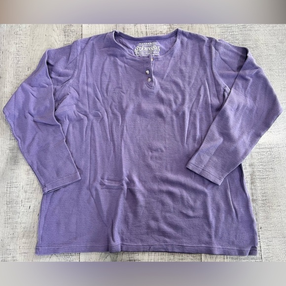 St. John’s Bay Purple Long Sleeve Henley Shirt Size 1X - Picture 2 of 10